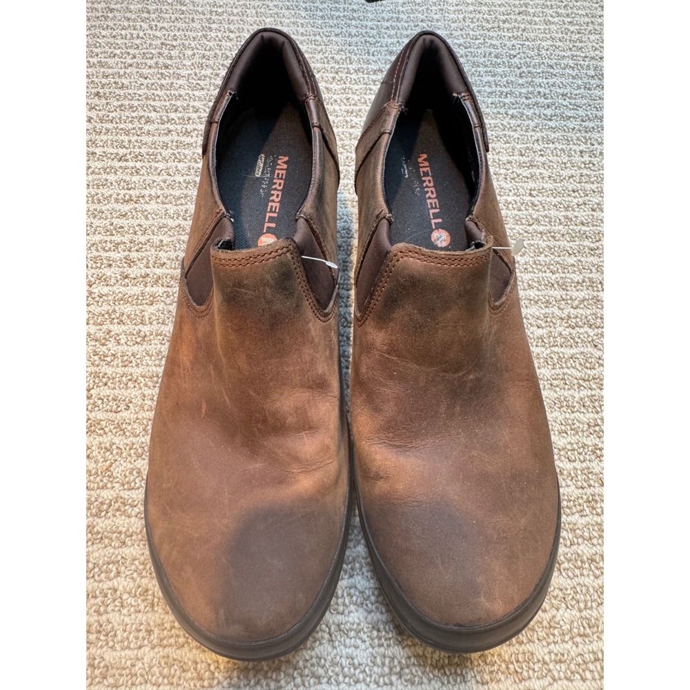 Merrell Butter Rum Brown Leather Slip On Wedge Clog Shoes Womens‎ 9 J0211W